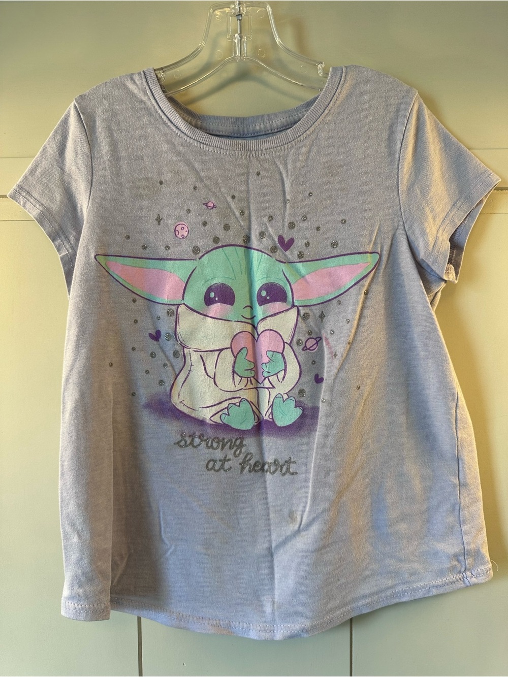 jumping beans Purple Short Sleeve Tee with Mint & Pink Baby Alien Heart Graphic